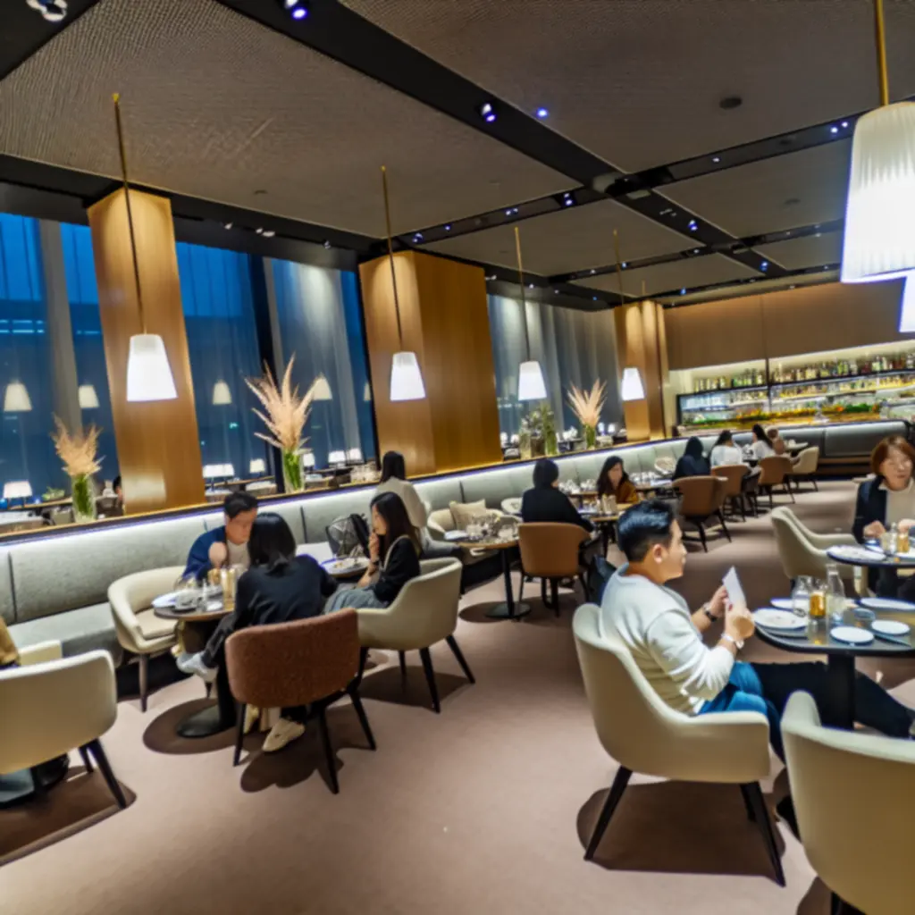 Elegant dining area at SIPP LONDON with ambient lighting and comfortable seating