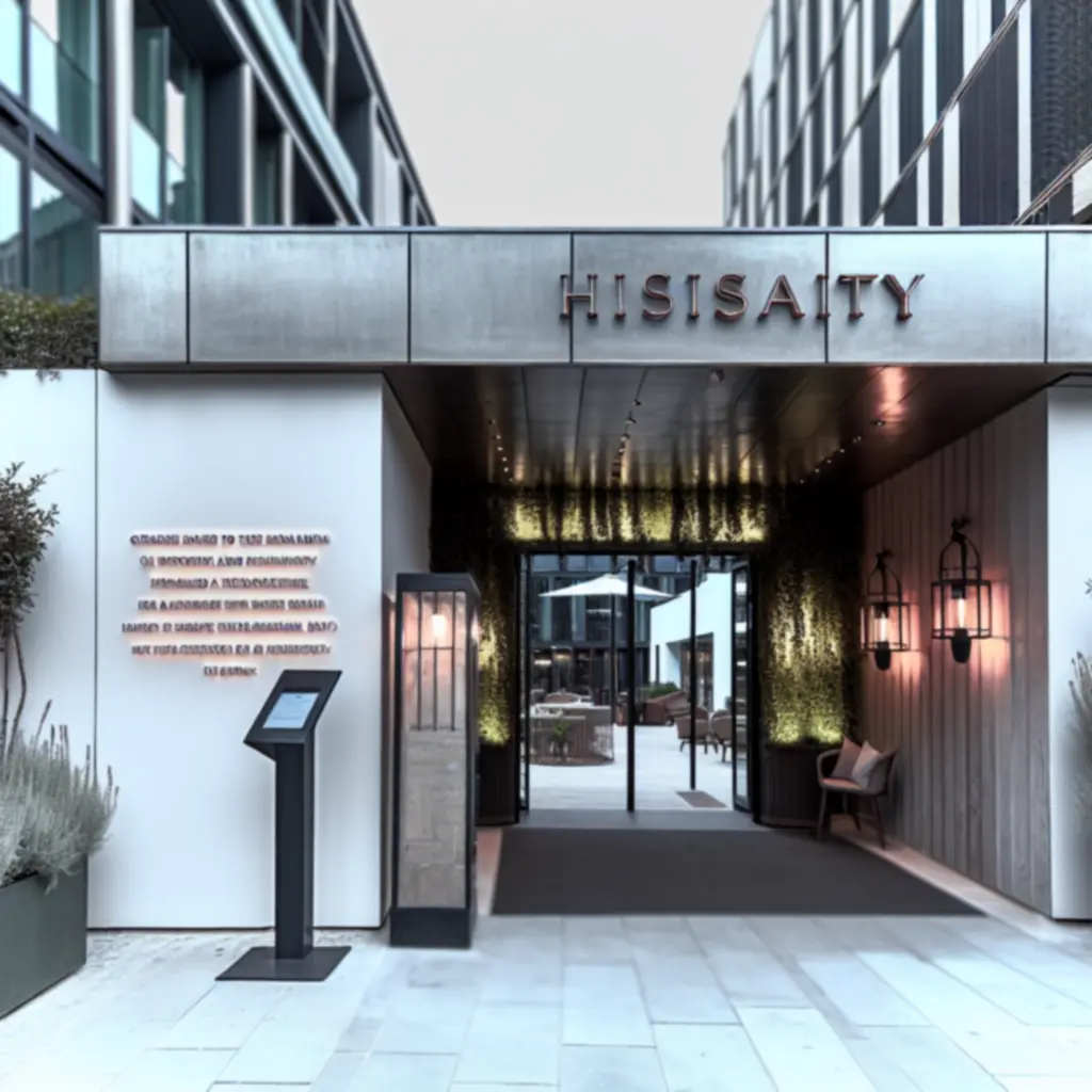 Modern and welcoming entrance to SIPP LONDON LTD with warm lighting and greenery.