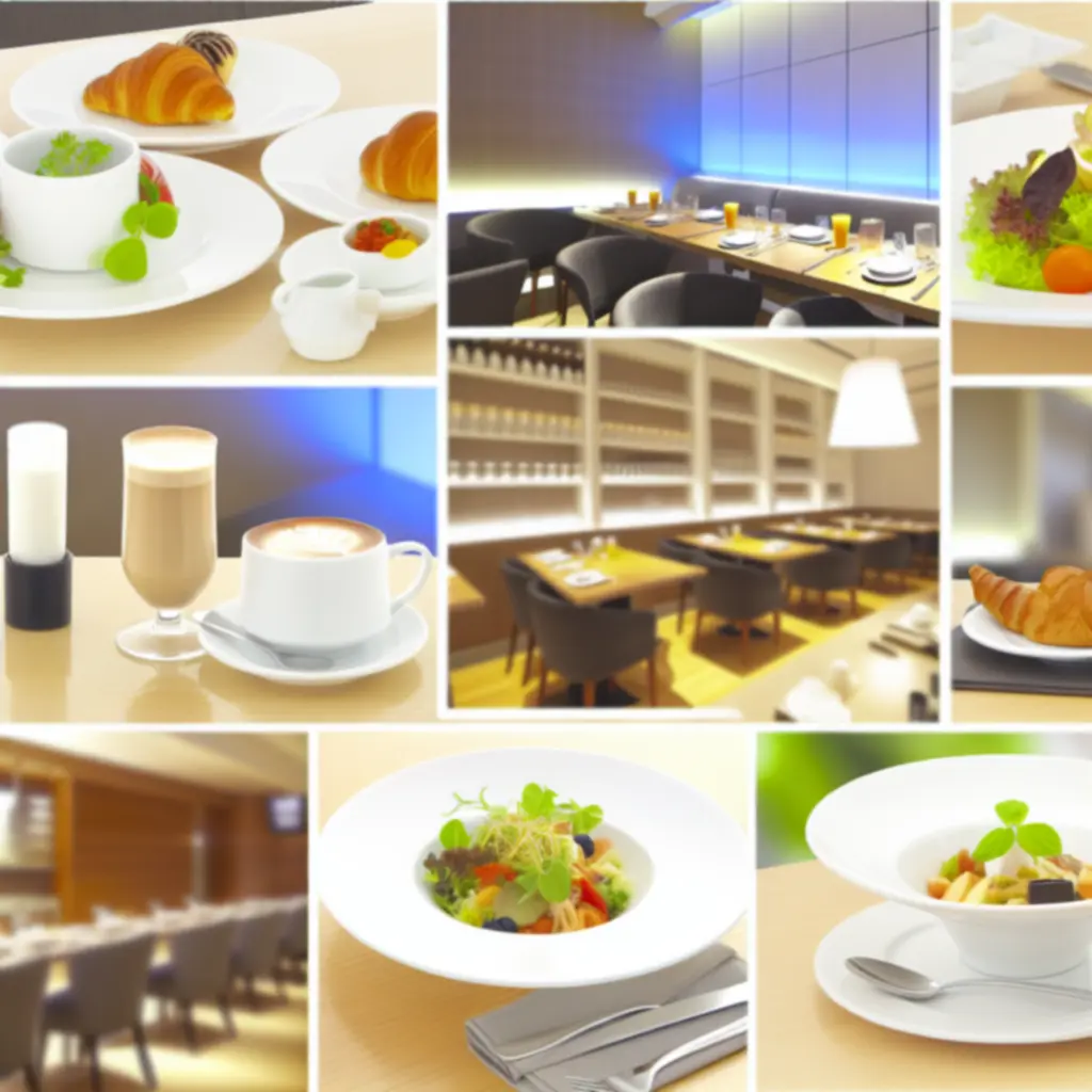 Selection of light dishes and drinks arranged on a café tabletop.