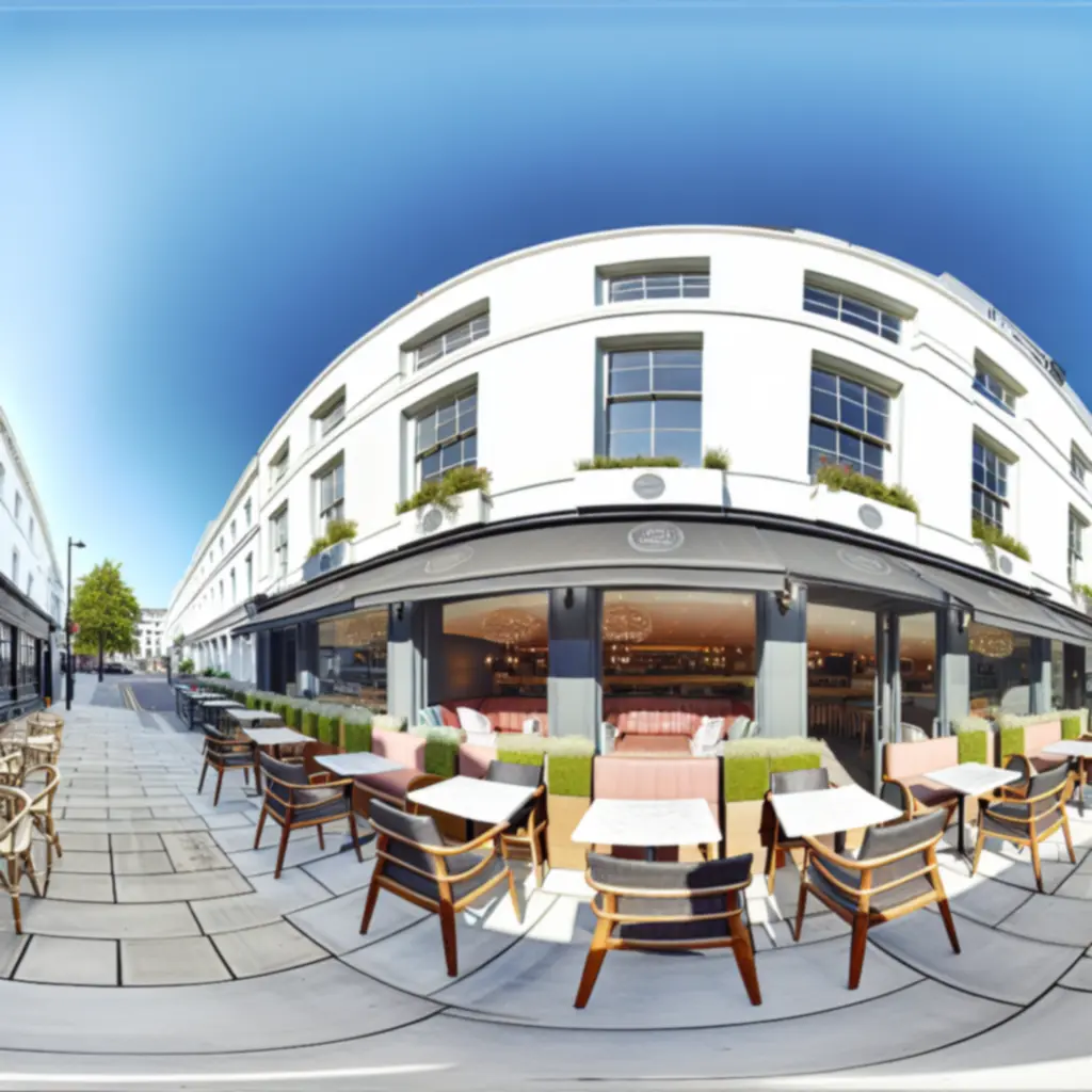 Exterior terrace view of SIPP LONDON LTD with guests enjoying coffee and light dishes.