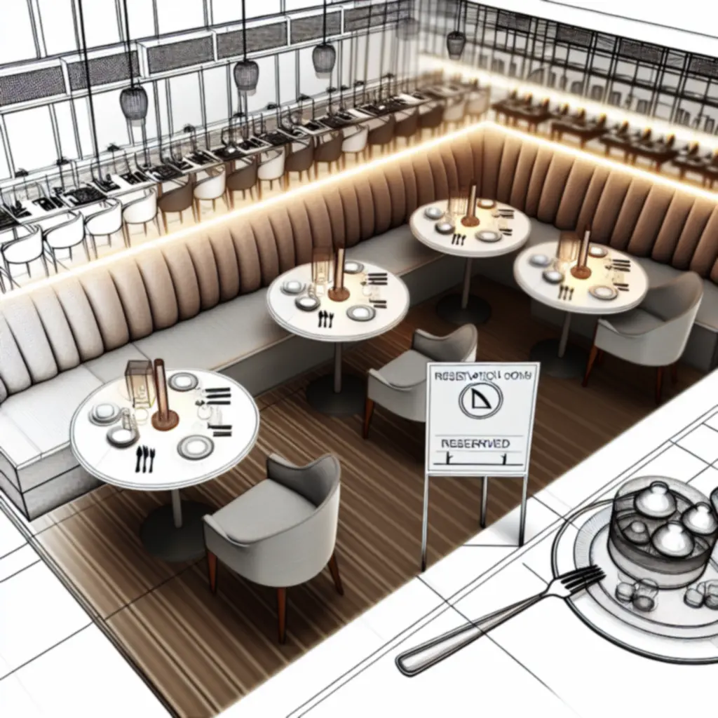 Stylish reserved table set in a modern London cafe