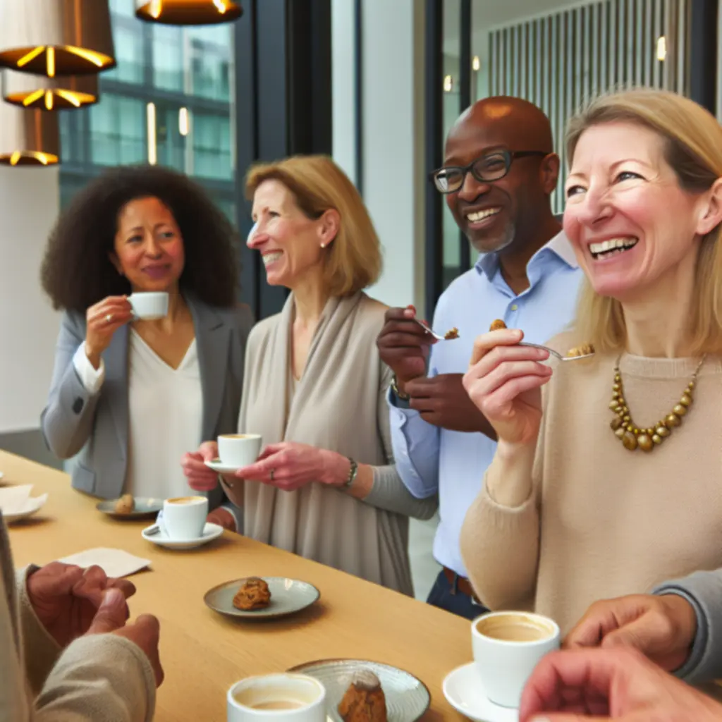 Guests enjoying coffee and light meals together at SIPP LONDON LTD